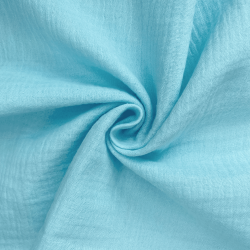 Ткань Муслин Жатый, цвет Небесно-голубой (на отрез)  в Нягане