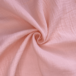 Ткань Муслин Жатый, цвет Нежно-Розовый (на отрез)  в Нягане
