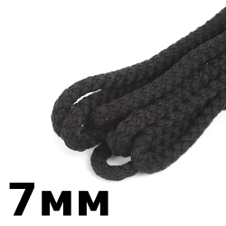 Шнур с сердечником 7мм, цвет Чёрный (плетено-вязанный, плотный)  в Нягане